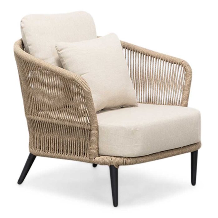 BUITEN living Palermo loungestoel tuin | aluminium + touw | Sahara Dust