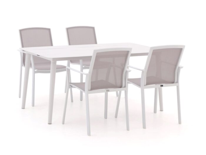 Bellagio tuinmeubelen Bellagio Dranera/Sora 160cm dining tuinset 5-delig stapelbaar Laagste prijsgarantie! – Wit