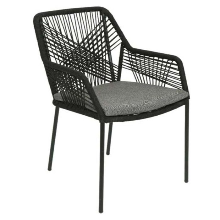 BUITEN living Seville dining tuinstoel stapelbaar | touw + staal | zwart
