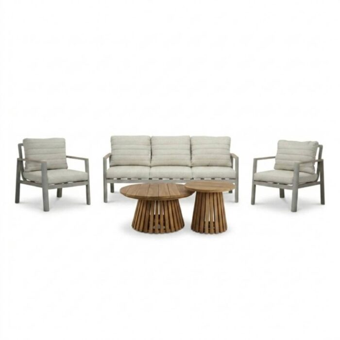 LUX outdoor living Tokyo/Palau stoel-bank loungeset 5 personen | aluminium + polywood | antraciet | 5-delig