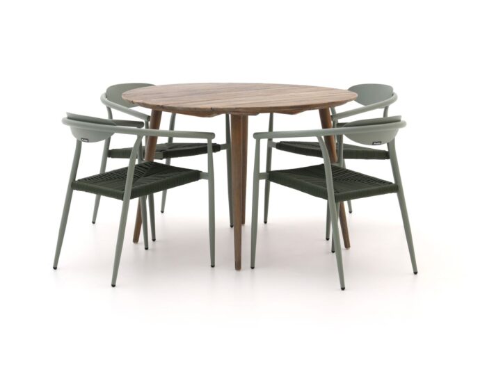 Manifesto Furniture Manifesto Cavone/ROUGH-K ø 115cm dining tuinset 5-delig stapelbaar Laagste prijsgarantie! – Bruin