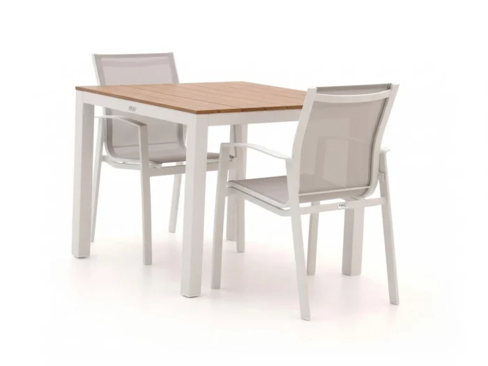 Forza Furniture Altea/Fidenza 90cm dining tuinset 3-delig stapelbaar - Wit