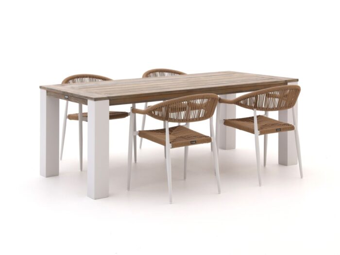 Manifesto Furniture Belpasso/ROUGH-X 200cm dining tuinset 5-delig stapelbaar – Wit