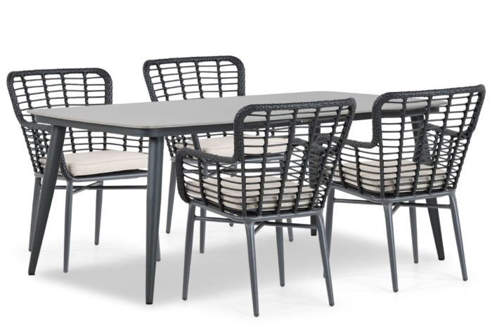 Lifestyle Garden Furniture Toledo/Vienna 180 cm dining tuinset 5-delig – Zwart