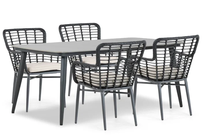 Lifestyle Garden Furniture Toledo/Vienna 180 cm dining tuinset 5-delig - Zwart