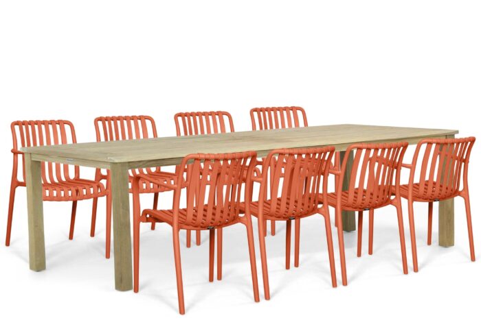Domani Furniture Alba/Weston 300×90 cm dining tuinset 9-delig – Oranje