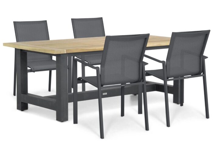 Lifestyle Garden Furniture Timo/San Francisco 200×100 cm dining tuinset 5-delig – Grijs-antraciet