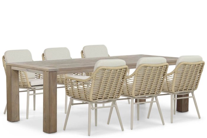 Coco Antoni/Brighton 240 cm dining tuinset 7-delig – Taupe-naturel-bruin