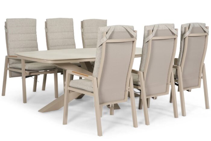 Lifestyle Garden Furniture Vivaro/Belluno 220×100 cm dining tuinset 7-delig – Zand/Beige