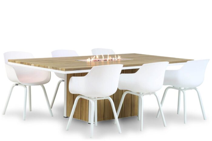 Lifestyle Garden Furniture Salina/Seaside 220 cm dining tuinset 7-delig – Wit