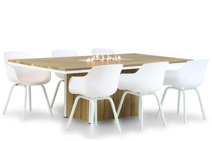 Lifestyle Garden Furniture Salina/Seaside 220 cm dining tuinset 7-delig - Wit