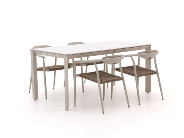 Manifesto Furniture Manifesto Cavone/Sestino 160cm dining tuinset 5-delig stapelbaar Laagste prijsgarantie! – Wit