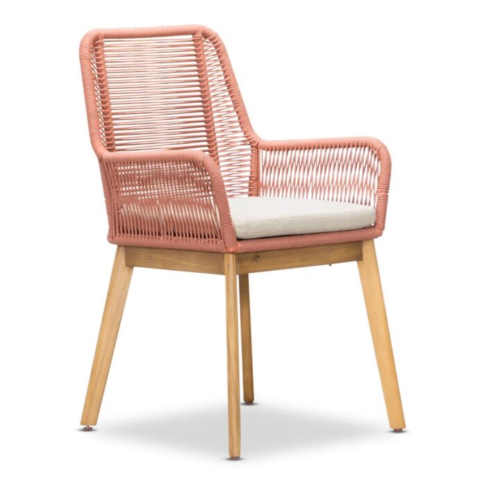 BUITEN living Padua dining tuinstoel | touw + hardhout | terra – Rood