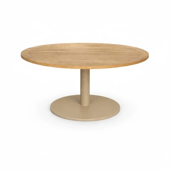 LUX outdoor living Ventura low dining tuintafel 6 personen | teakhout + aluminium | Natural Teak/beige | 150cm rond