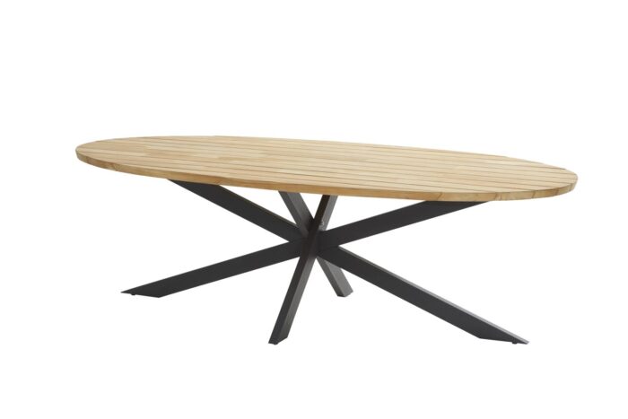 4so Taste Prado Dining Tafel Teak Antracite Ellipse 240 x 115 cm – zwart