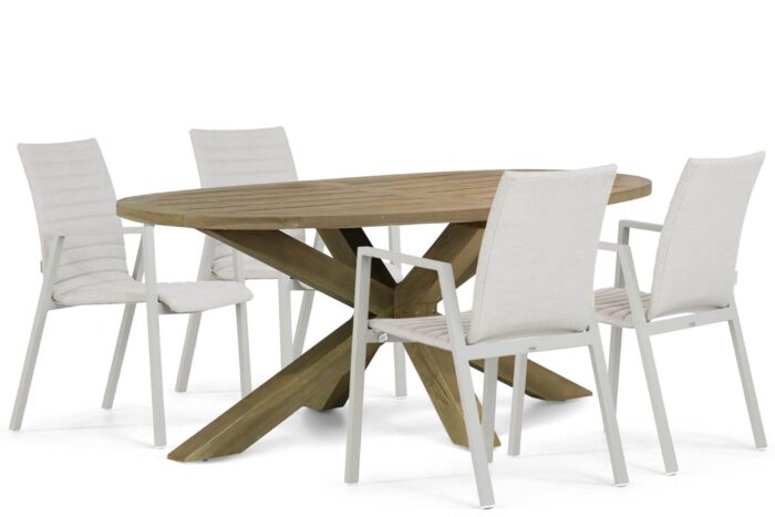 Osmen Joliet/Boston 200 cm dining tuinset 5-delig – Taupe-naturel-bruin