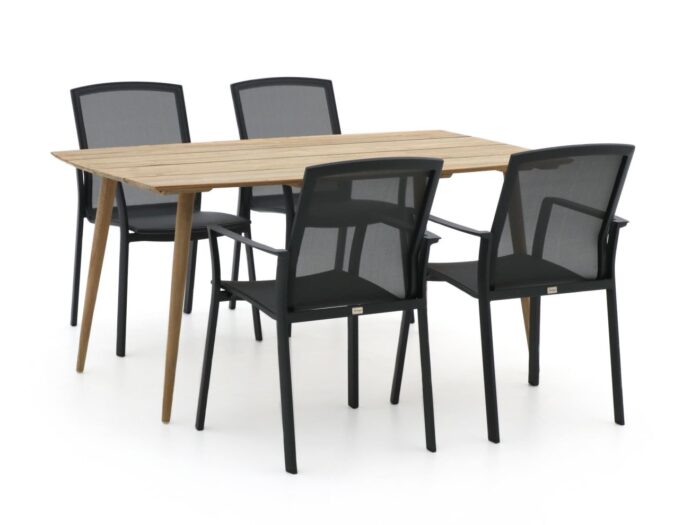 Bellagio tuinmeubelen Bellagio Dranera/ROUGH-K 160cm dining tuinset 5-delig stapelbaar Laagste prijsgarantie! – Grijs