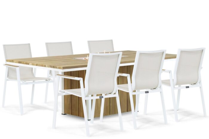 Lifestyle Garden Furniture Fiora/Seaside 220 cm dining tuinset 7-delig – Wit