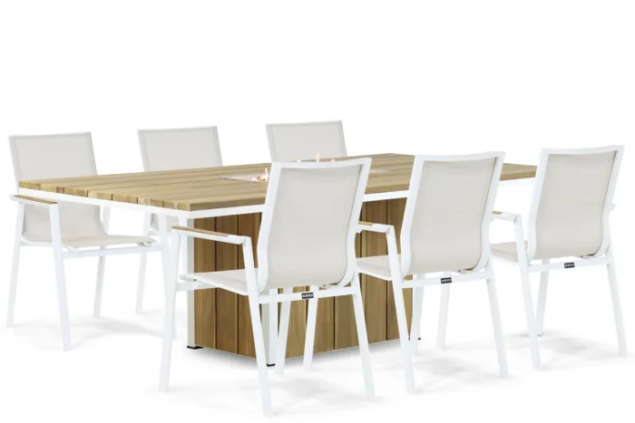 Lifestyle Garden Furniture Fiora/Seaside 220 cm dining tuinset 7-delig - Wit
