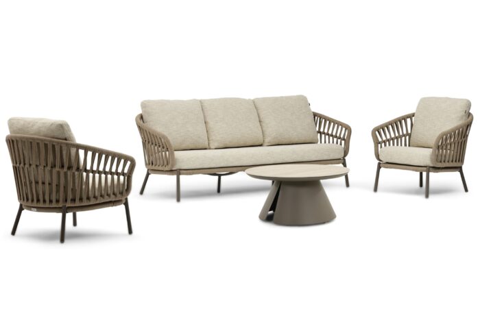 Coco Viento/Cayora 80 cm stoel-bank loungeset 4-delig – Zand/Beige