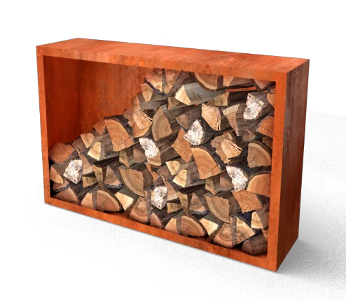 Geroba Egura Cortenstaal Houtopslag met achterwand 1500 x 385 x 1000 mm - bruin