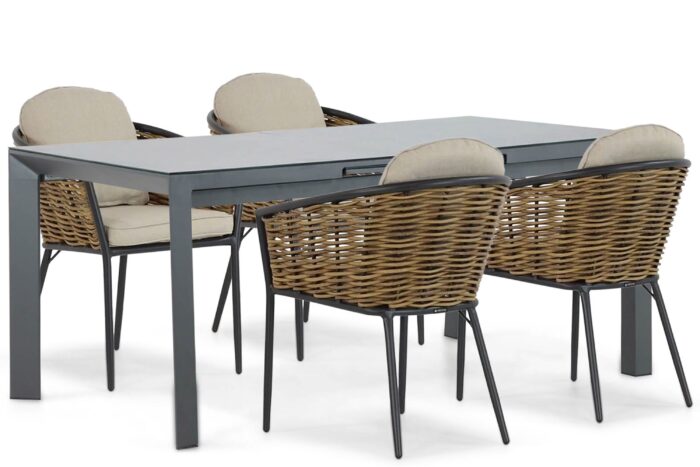 Lifestyle Garden Furniture Nice/Alicante 180/240 cm dining tuinset 5-delig – Grijs-antraciet