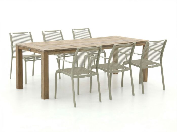 Apple Bee Hawaii/ROUGH-S 220cm dining tuinset 7-delig stapelbaar – Bruin