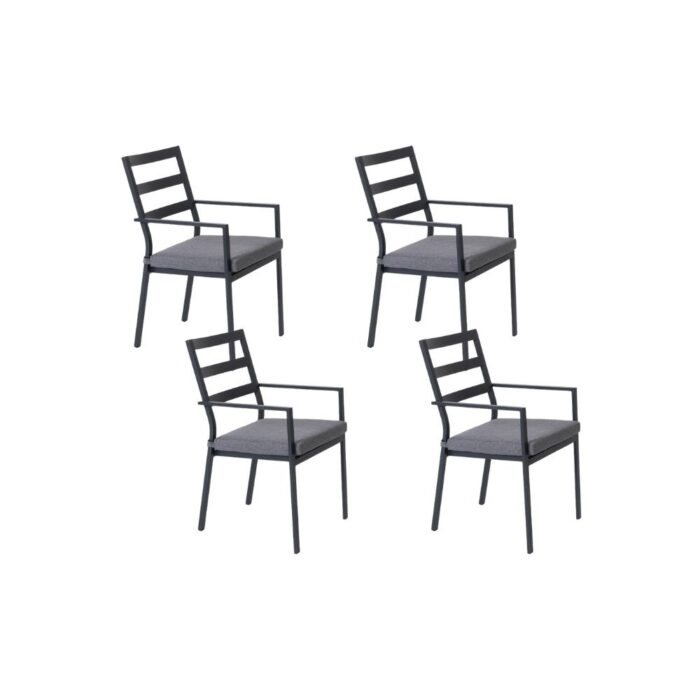 LUX outdoor living Cadiz dining tuinstoel set van 4 stapelbaar | aluminium | antraciet