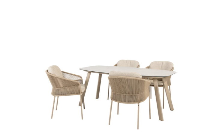 Taste Florence diningset met Manolo tafel latte printed keramiek 180 x 90 cm