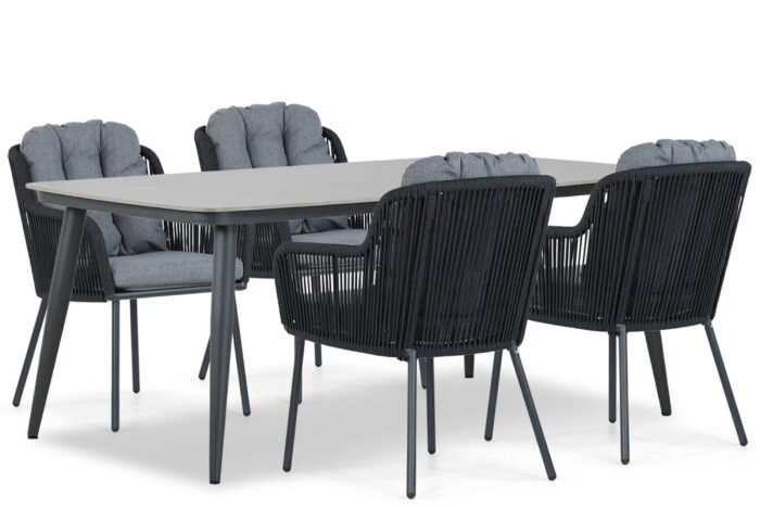 Santika Furniture Tendenza/Vienna 180 cm dining tuinset 5-delig – Grijs-antraciet