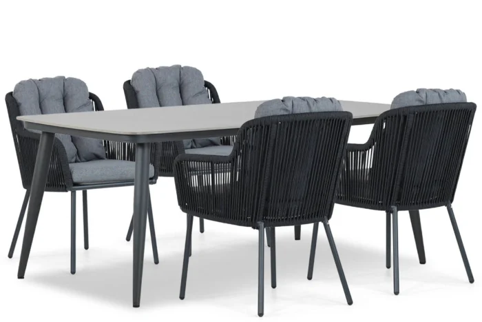Santika Furniture Tendenza/Vienna 180 cm dining tuinset 5-delig - Grijs-antraciet