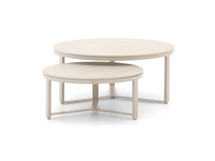 Bellagio tuinmeubelen Bellagio Ficarolo lounge tuintafelset ø85cm(h:35cm)/ø65cm (h:30cm) Laagste prijsgarantie! – Taupe