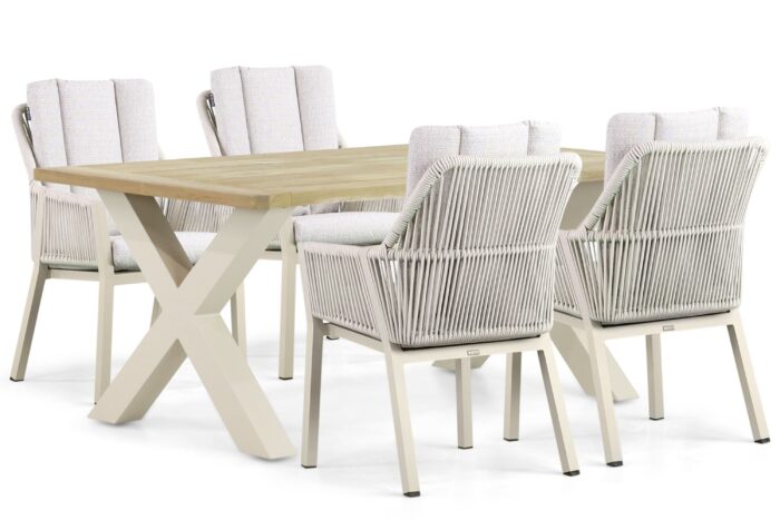 Lifestyle Garden Furniture Verona/Cardiff 180 cm dining tuinset 5-delig – Taupe-naturel-bruin