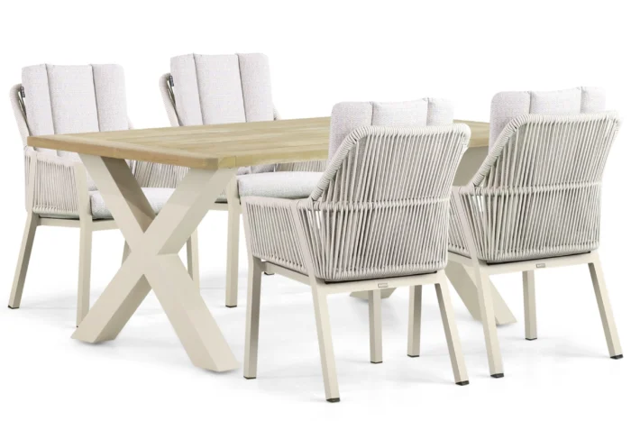Lifestyle Garden Furniture Verona/Cardiff 180 cm dining tuinset 5-delig - Taupe-naturel-bruin