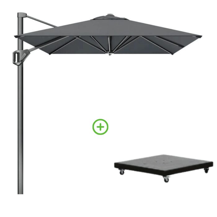Platinum Voyager T¹ zweefparasol | 250x250cm met Monza parasolvoet 90kg | antraciet