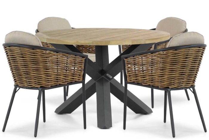 Lifestyle Garden Furniture Nice/Rockville 120 cm dining tuinset 5-delig – Grijs-antraciet