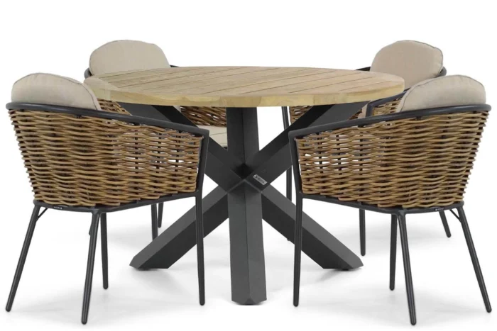 Lifestyle Garden Furniture Nice/Rockville 120 cm dining tuinset 5-delig - Grijs-antraciet