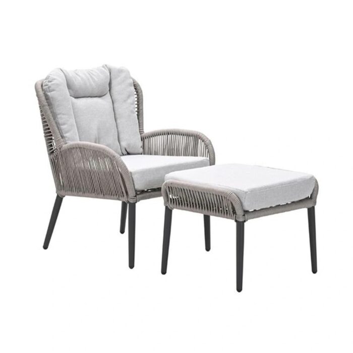 Garden impressions Andorra Fauteuil Voetenbank Valley Sand – beige;grijs