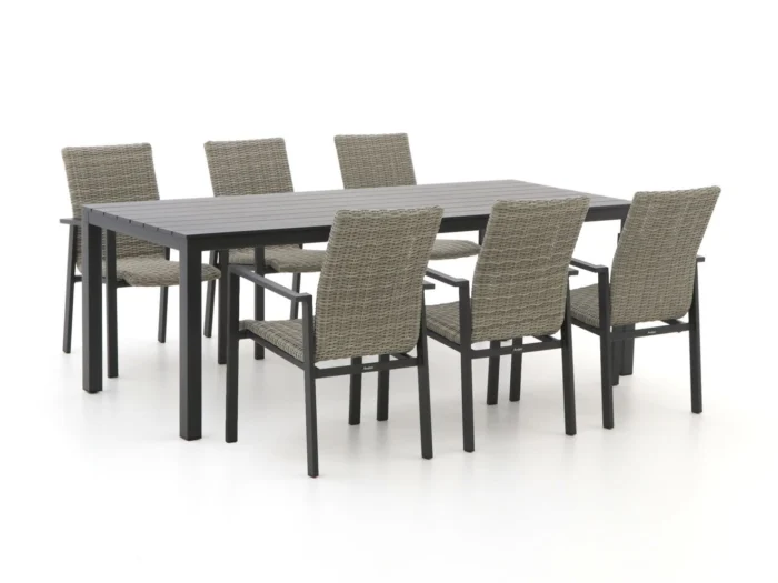 Manifesto Furniture Villongo/Menzano 220cm dining tuinset 7-delig stapelbaar - Grijs