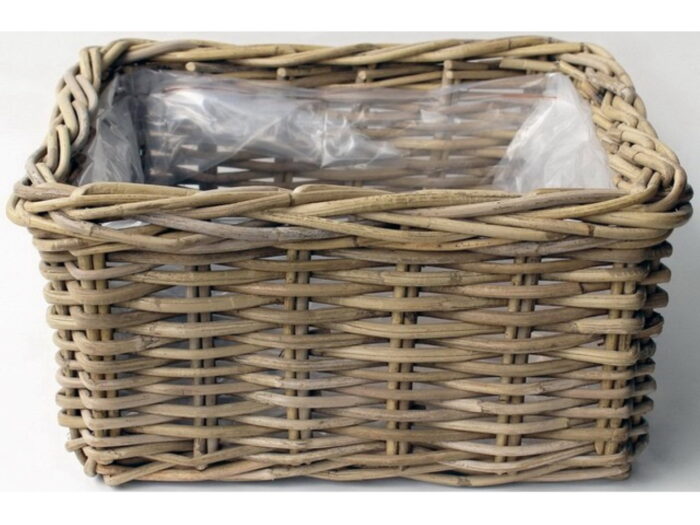 Van der leeden Bloembak Bak Rotan Antique Grijs 30X30H15 cm