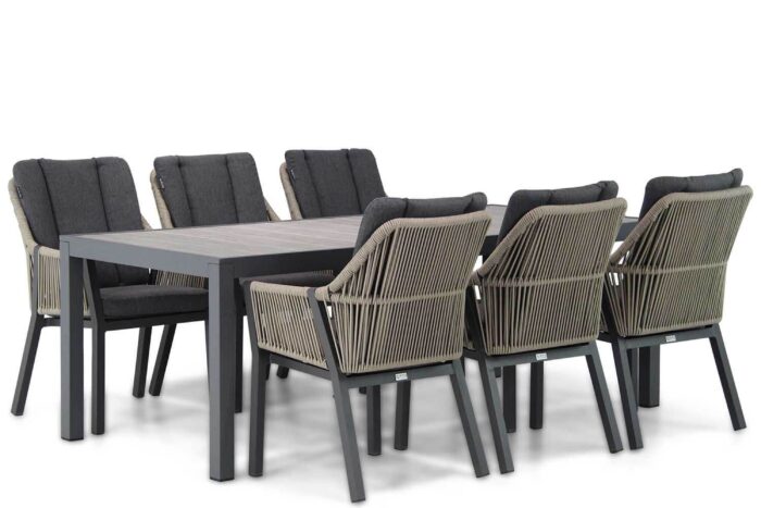 Lifestyle Garden Furniture Verona/Residence 220 cm dining tuinset 7-delig – Taupe-naturel-bruin
