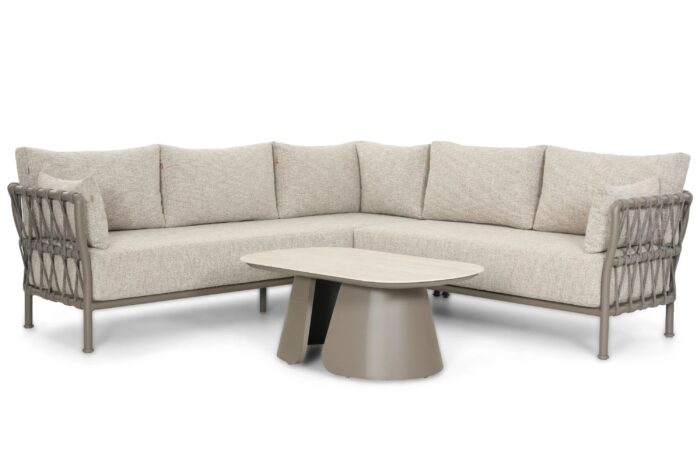 Santika Furniture Miyoura hoek loungeset 4-delig – Taupe-naturel-bruin
