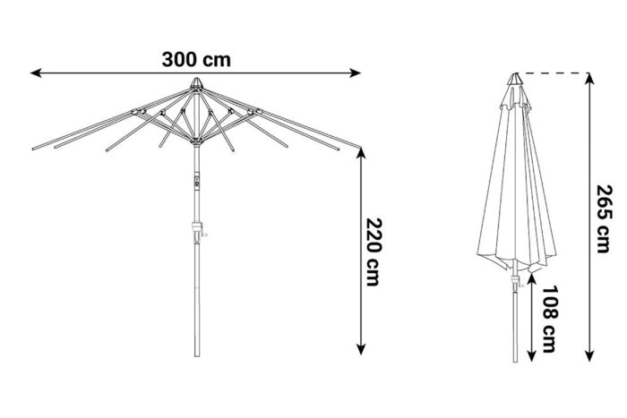 Camello Valerio stokparasol 3m (excl. voet) – Grijs-antraciet