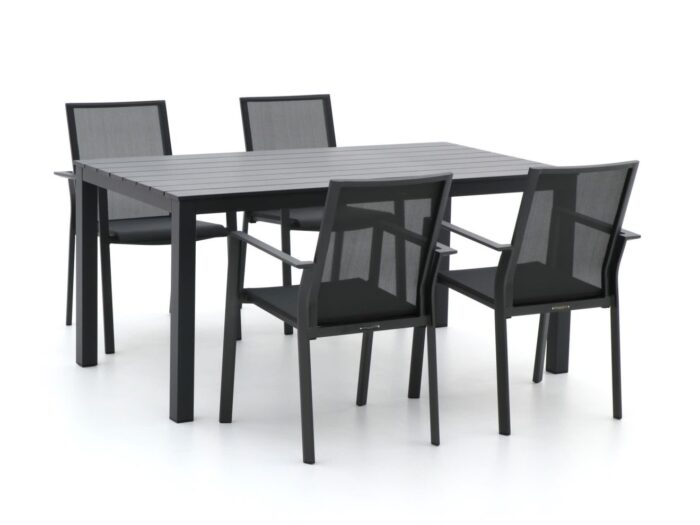 Bernstein Furniture Amberg/Menzano 160cm dining tuinset 5-delig stapelbaar – Grijs