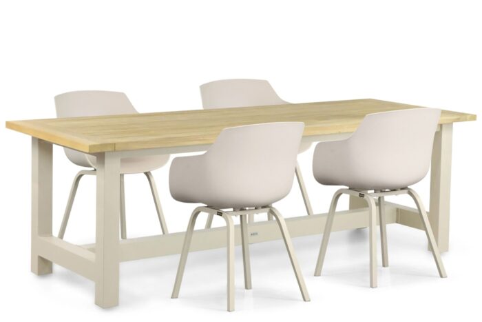 Lifestyle Garden Furniture Salina/San Francisco 200 cm dining tuinset 5-delig – Taupe-naturel-bruin