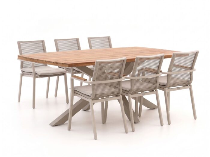 Bellagio tuinmeubelen Marudo/Induno Deens Ovaal 220cm dining tuinset 7-delig stapelbaar – Bruin