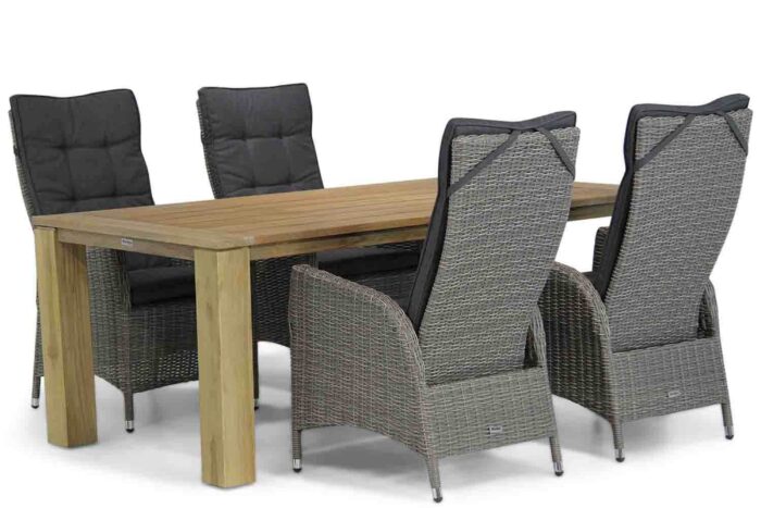 Garden Collections Lincoln/Brighton 200 cm dining tuinset 5-delig – Grijs-antraciet