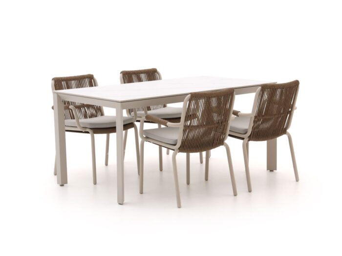 Bellagio tuinmeubelen Bellagio Caronia/Sestino 160cm dining tuinset 5-delig stapelbaar Laagste prijsgarantie! – Wit