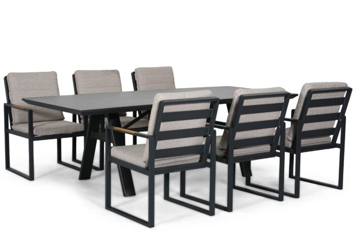 Lifestyle Garden Furniture Alesio/Monza 230×100 cm dining tuinset – Grijs-antraciet
