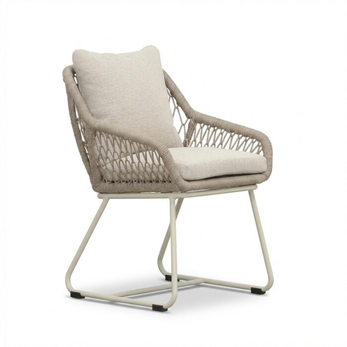 BUITEN living Portofino dining tuinstoel | touw + aluminium | Almond Beige